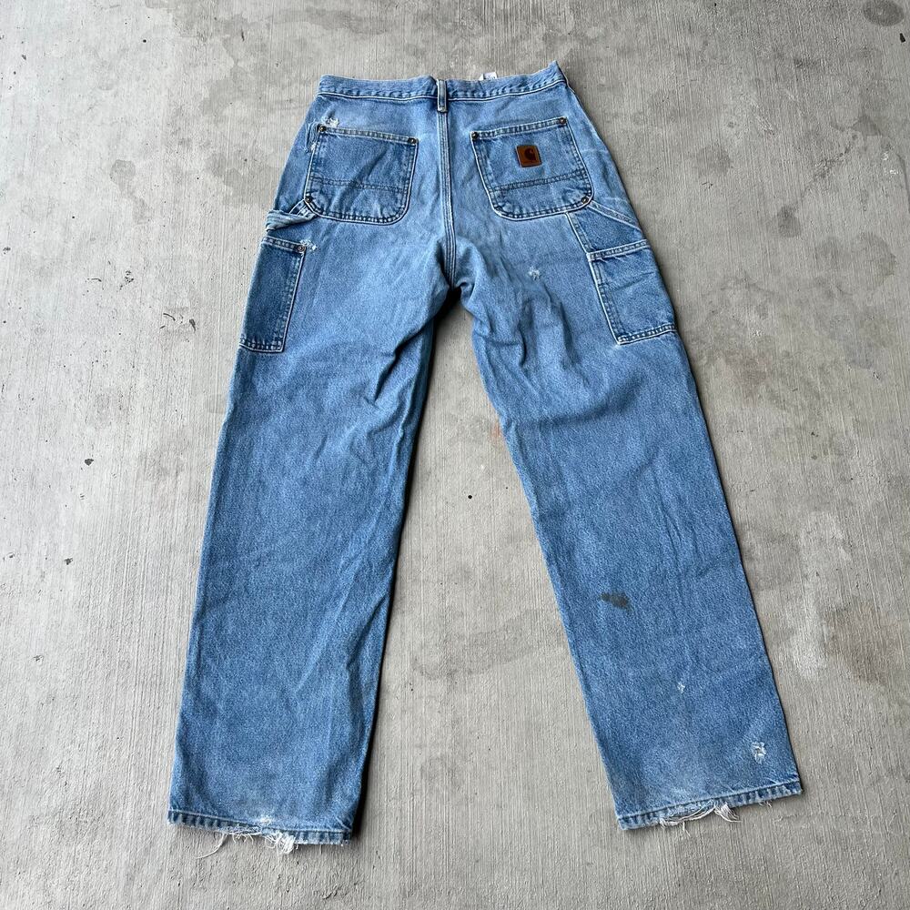 Carhartt denim blue jeans double knee work wear carpenter pants - Picture 4 of 14